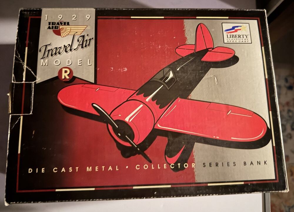 Liberty Classics GILMORE OIL CO Travel Air Model R Diecast Airplane Bank In Box